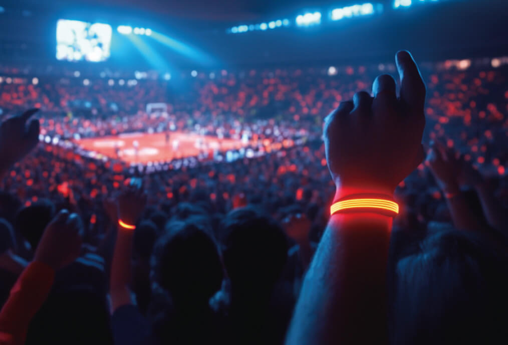 LEDブレスレットをスポーツ観戦で使用した場合の例（イメージ）