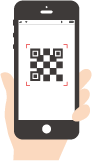 QRコードを表示したスマートフォン